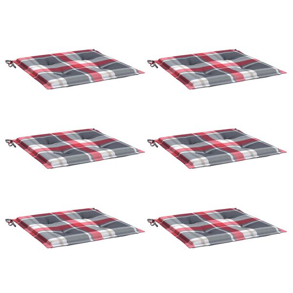 vidaXL Almofad&otilde;es cadeiras jardim 6pcs tecido oxford xadrez vermelho