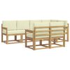 vidaXL Conjunto de Sof&aacute;s para Exterior 7 pcs Branco e Creme Poli&eacute;ster