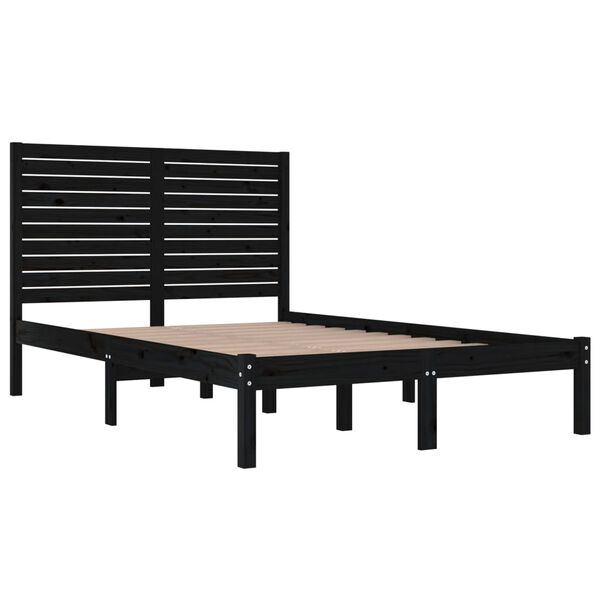 vidaXL Estrutura de cama 140x190 cm madeira maciça preto