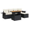 vidaXL 6 pcs conjunto sof&aacute;s jardim c/ almofad&otilde;es vime PE/ac&aacute;cia preto