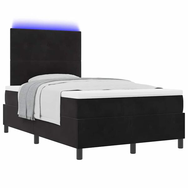 vidaXL Cama Box Spring LED com colch&atilde;o Preto 120 x 190 cm tecido