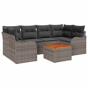 vidaXL Conjunto de Sof&aacute; de Jardim 7 pcs Cinzeto Rattan Sint&eacute;tico
