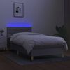 vidaXL Cama box spring c/ colch&atilde;o e LED 90x200 cm tecido cinza-claro