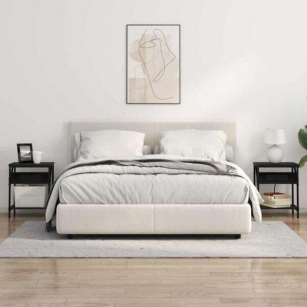 vidaXL Arm&aacute;rio de Cabeceira 2 pcs Carvalho Preto 38 x 30 x 48 cm