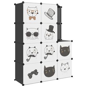 vidaXL Arm&aacute;rio de arruma&ccedil;&atilde;o infantil com 10 cubos PP preto