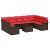 vidaXL Conjunto de Sof&aacute; de Jardim com almofada 10 pcs Castanho vime PE