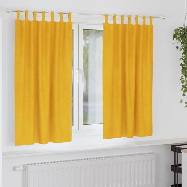 vidaXL Cortinas opacas 2 pcs Amarelo Mostarda 140 x 175 cm Veludo