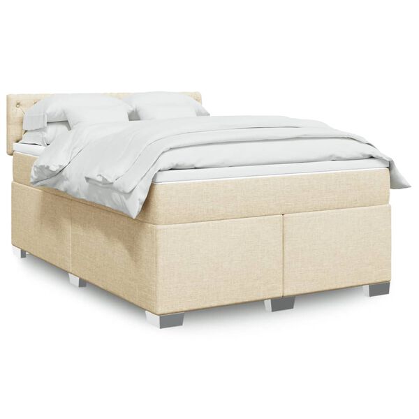 vidaXL Cama com molas/colch&atilde;o 160x200 cm tecido cor creme