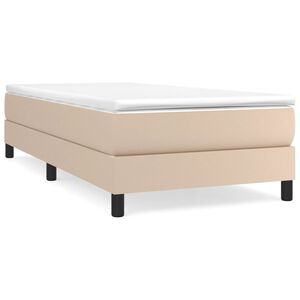 vidaXL Estrutura de cama com molas 90x200 cm couro artificial cappuccino