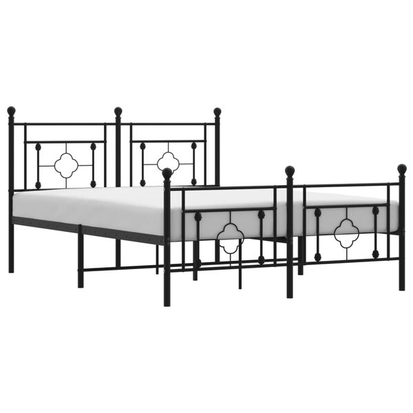 vidaXL Estrutura de cama com cabeceira e p&eacute;s 140x190 cm metal preto