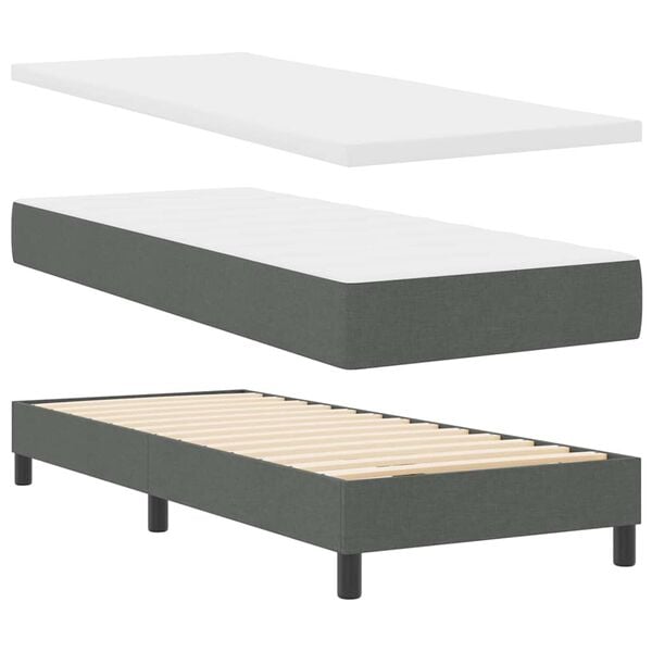 vidaXL Cama Box com colch&atilde;o Cinza Escuro 200 x 80 cm Poli&eacute;ster
