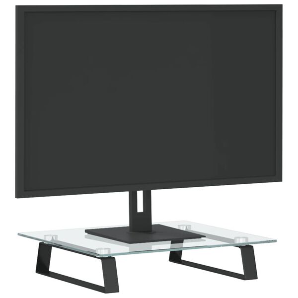 vidaXL Suporte para monitor 40x35x8 cm vidro temperado e metal preto