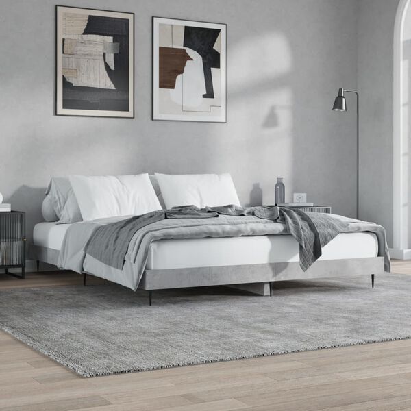 vidaXL Estrutura de cama 200x200 cm derivados de madeira cinza cimento