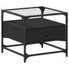 vidaXL Mesa de centro com topo em vidro preto 50x50x45 cm a&ccedil;o