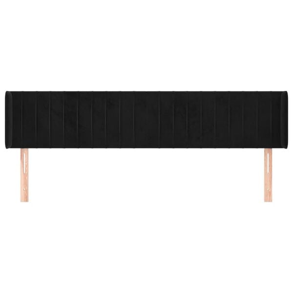 vidaXL Cabeceira de cama c/ abas veludo 163x16x78/88 cm preto
