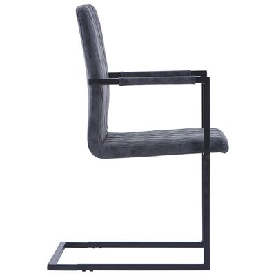vidaXL Cadeiras de jantar cantilever 4 pcs couro artificial preto