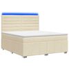 vidaXL Cama Box com LED e Colch&atilde;o Creme 140 x 190 cm Tecido