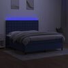 vidaXL Cama box spring c/ colch&atilde;o e LED 160x200 cm tecido azul