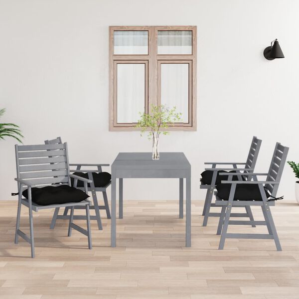 vidaXL Cadeiras de jantar p/ jardim 4 pcs c/ almofad&otilde;es ac&aacute;cia maci&ccedil;a