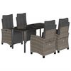 vidaXL 5 pcs conjunto de jantar p/ jardim c/ almofad&otilde;es vime PE cinza