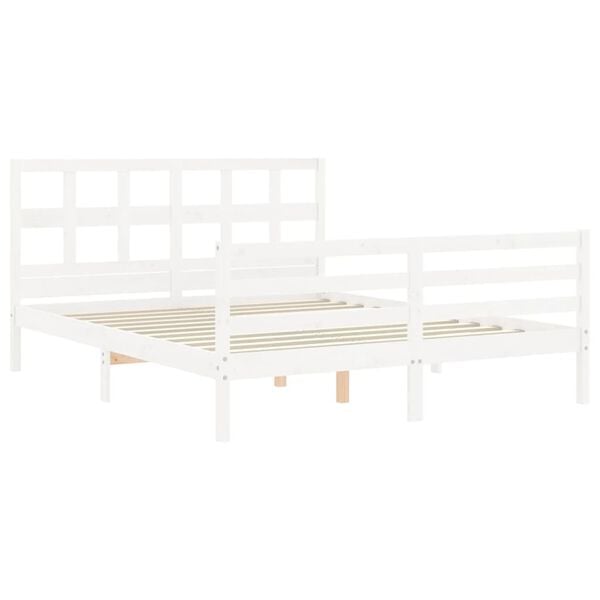vidaXL Estrutura de cama com cabeceira 160x200 cm madeira maci&ccedil;a