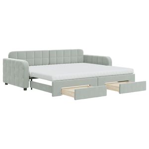vidaXL Sof&aacute;-cama c/ gavet&atilde;o e gavetas 90x200 cm veludo cinzento-claro