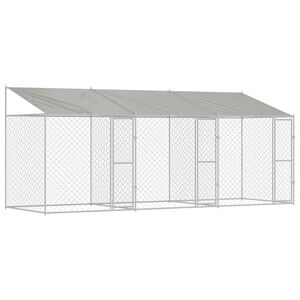 vidaXL Jaula para cão Prateado 600 x 200 x 256 cm Aço Galvanizado