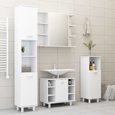 vidaXL 4 pcs conjunto de móveis de casa de banho contraplacado branco