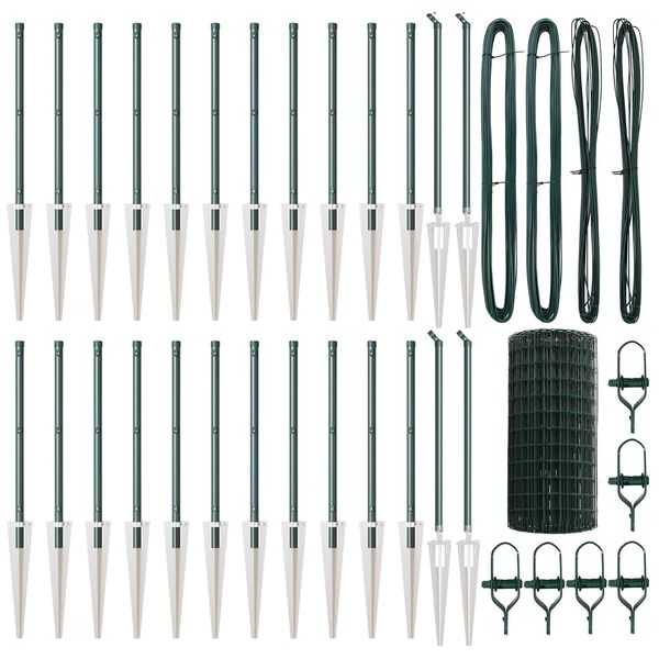 vidaXL Cerca com Poste Verde 0,6 x 50 m A&ccedil;o e PVC