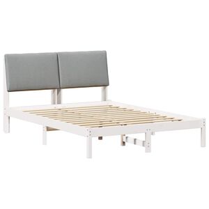 vidaXL Estrutura da cama Branco e cinza claro 140 x 190 cm