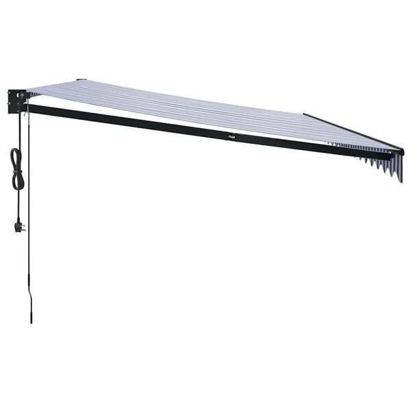 vidaXL Toldo retr&aacute;til autom&aacute;tico 5x3 m azul e branco