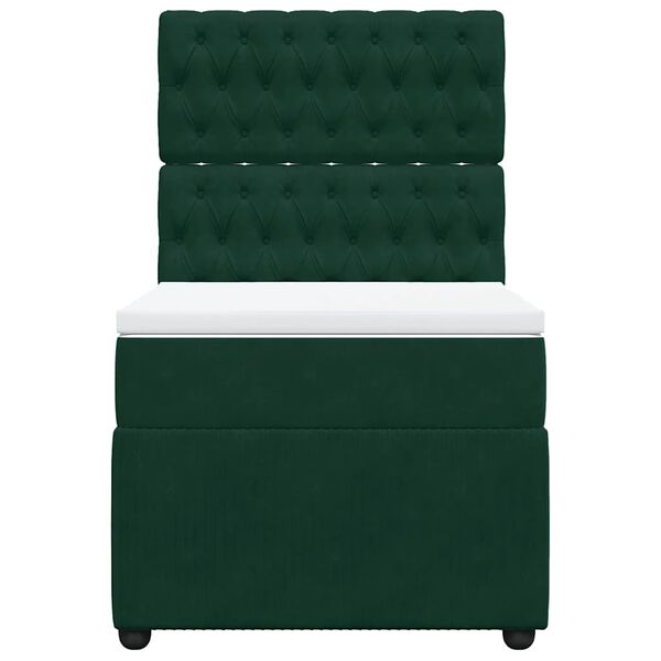 vidaXL Cama com molas/colch&atilde;o 90x200 cm veludo verde-escuro