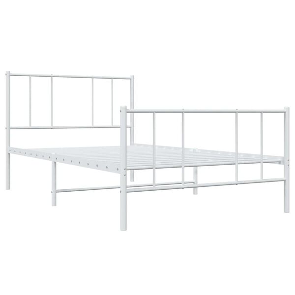 vidaXL Estrutura de cama com cabeceira e p&eacute;s 90x190 cm metal branco