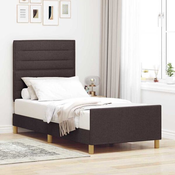 vidaXL Estrutura da Cama Castanho escuro 90 x 200 cm tecido