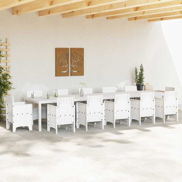 vidaXL Mesa de Jantar para Jardim Branco 400 x 100 x 73 cm vime PE