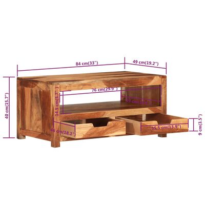 vidaXL Mesa de centro 84x49x40 cm madeira de acácia maciça