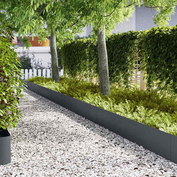 vidaXL Acabamento para Gramado 20 pcs Antracite 100 x 0.05 x 20 cm