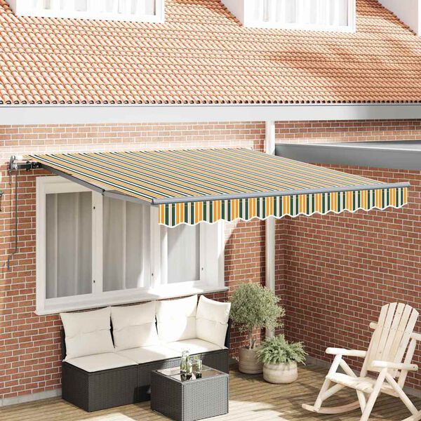 vidaXL Toldo Retr&aacute;til Verde e amarelo 300 x 250 cm Tecido e Alum&iacute;nio