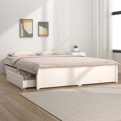 vidaXL Estrutura de cama com gavetas 200x200 cm branco