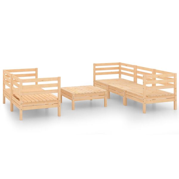 vidaXL 6 pcs conjunto lounge de jardim pinho maci&ccedil;o