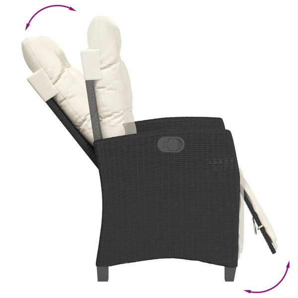 vidaXL 5 pcs conjunto de jantar p/ jardim c/ almofad&otilde;es vime PE preto