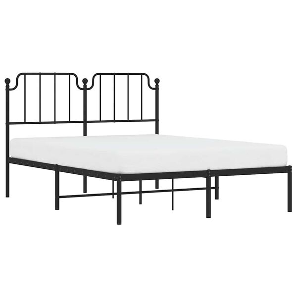 vidaXL Estrutura de cama com cabeceira 135x190 cm metal preto
