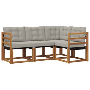 vidaXL Conjunto de Sof&aacute;s para Exterior 4 pcs Cinza Natural e Claro
