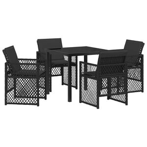 vidaXL Conjunto de Jantar para Jardim 5 pcs Preto vime PE