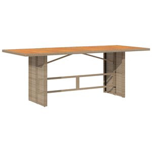vidaXL Mesa de jardim com tampo em ac&aacute;cia 190x80x74 cm vime PE bege