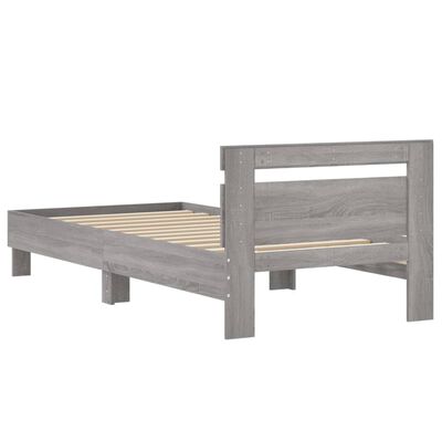 vidaXL Estrutura de cama c/ cabeceira derivados madeira cinza sonoma