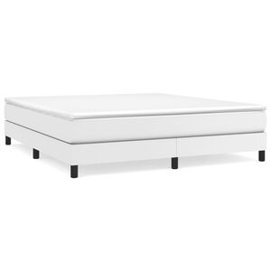 vidaXL Cama com molas/colch&atilde;o 180x200 cm couro artificial branco