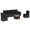 vidaXL 7 pcs conjunto de sof&aacute;s p/ jardim c/ almofad&otilde;es vime PE preto