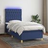 vidaXL Cama box spring c/ colch&atilde;o e LED 90x190 cm tecido azul