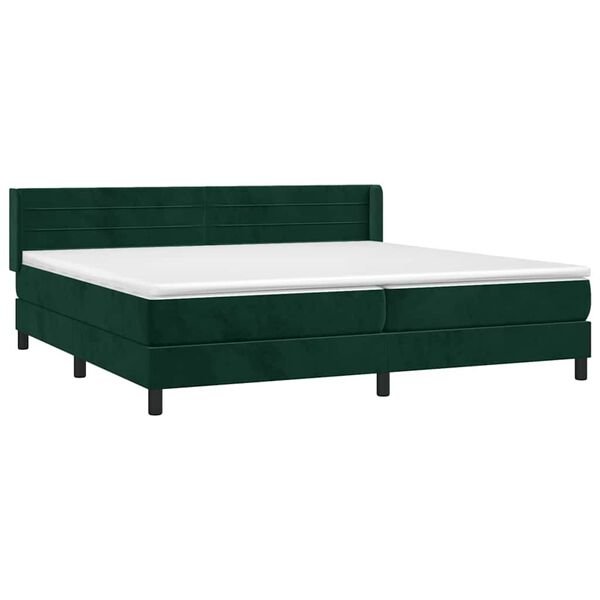 vidaXL Cama com molas/colch&atilde;o 200x200 cm veludo verde-escuro